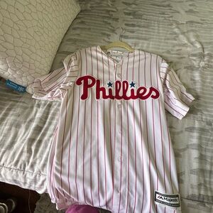 Majestic Red and White Striped Jersey